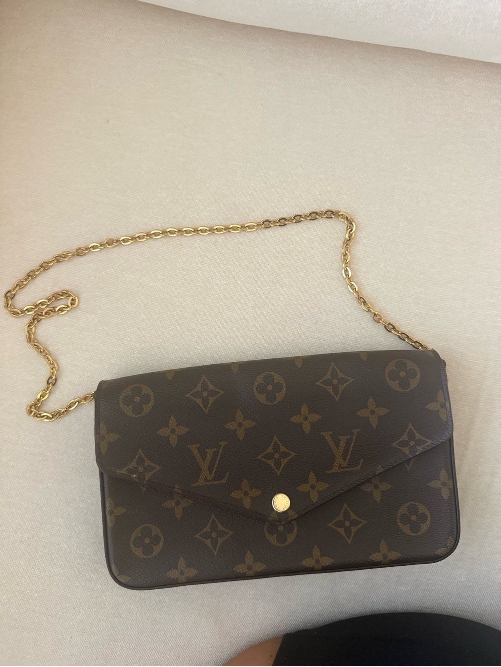 Louis Vuitton Monogram Canvas Wallet on Chain in Brown with Gold Hardware